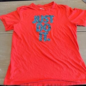 Nike Orange Crew Neck Tee with White Logo Print